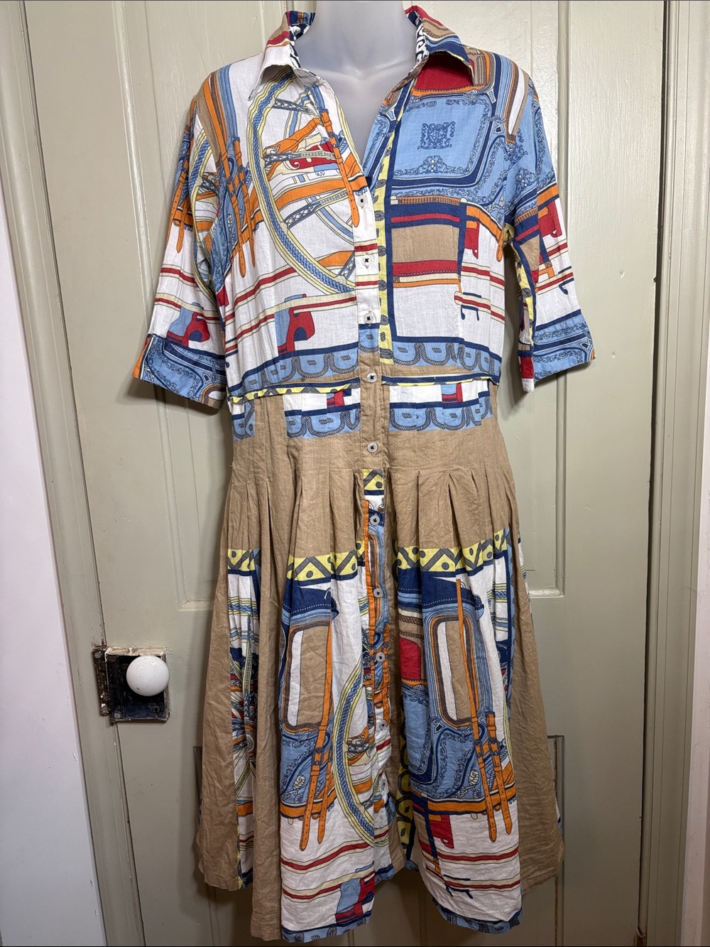 Dizzy-Lizzie Mrs. Maisel Coach & Carriage Print Shirt Dress